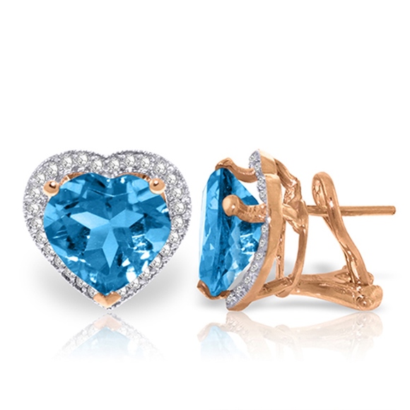 Galaxy Gold Products Jewelry - EARRING WITH NATURAL DIAMONDS & BLUE TOPAZ